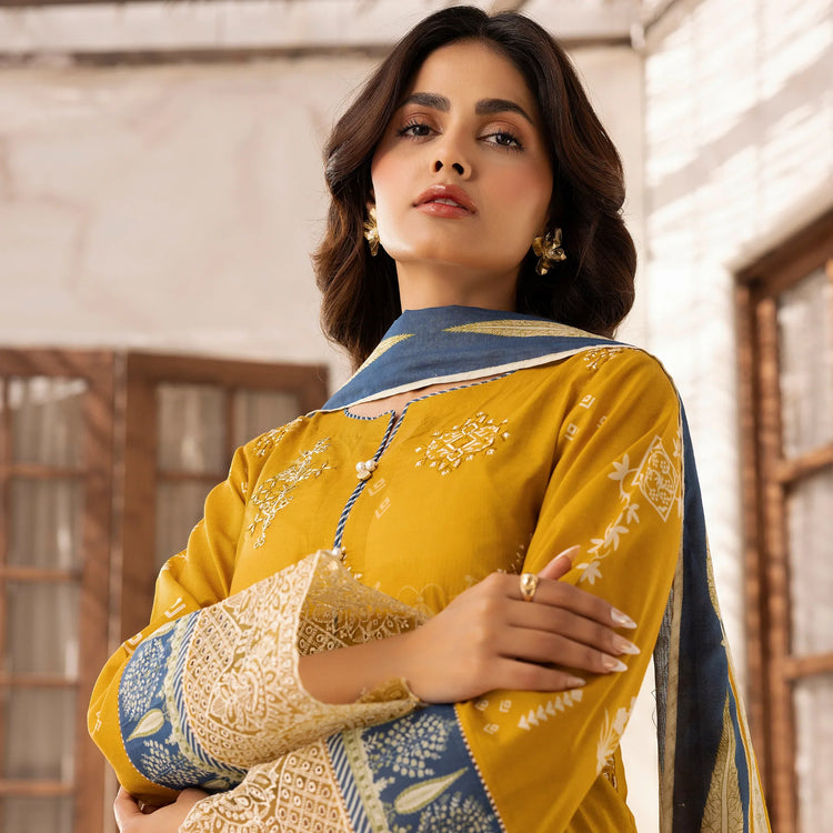 3 PIECE PRINTED LAWN WITH EMBROIDERY