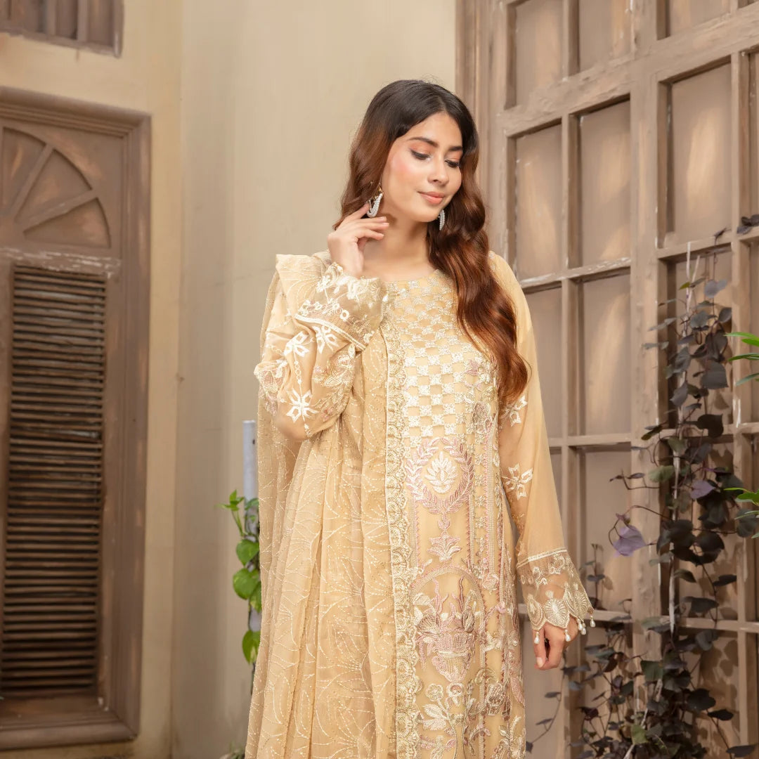 3-Piece Embroidered Chiffon Luxury Dress Stitched Outfit