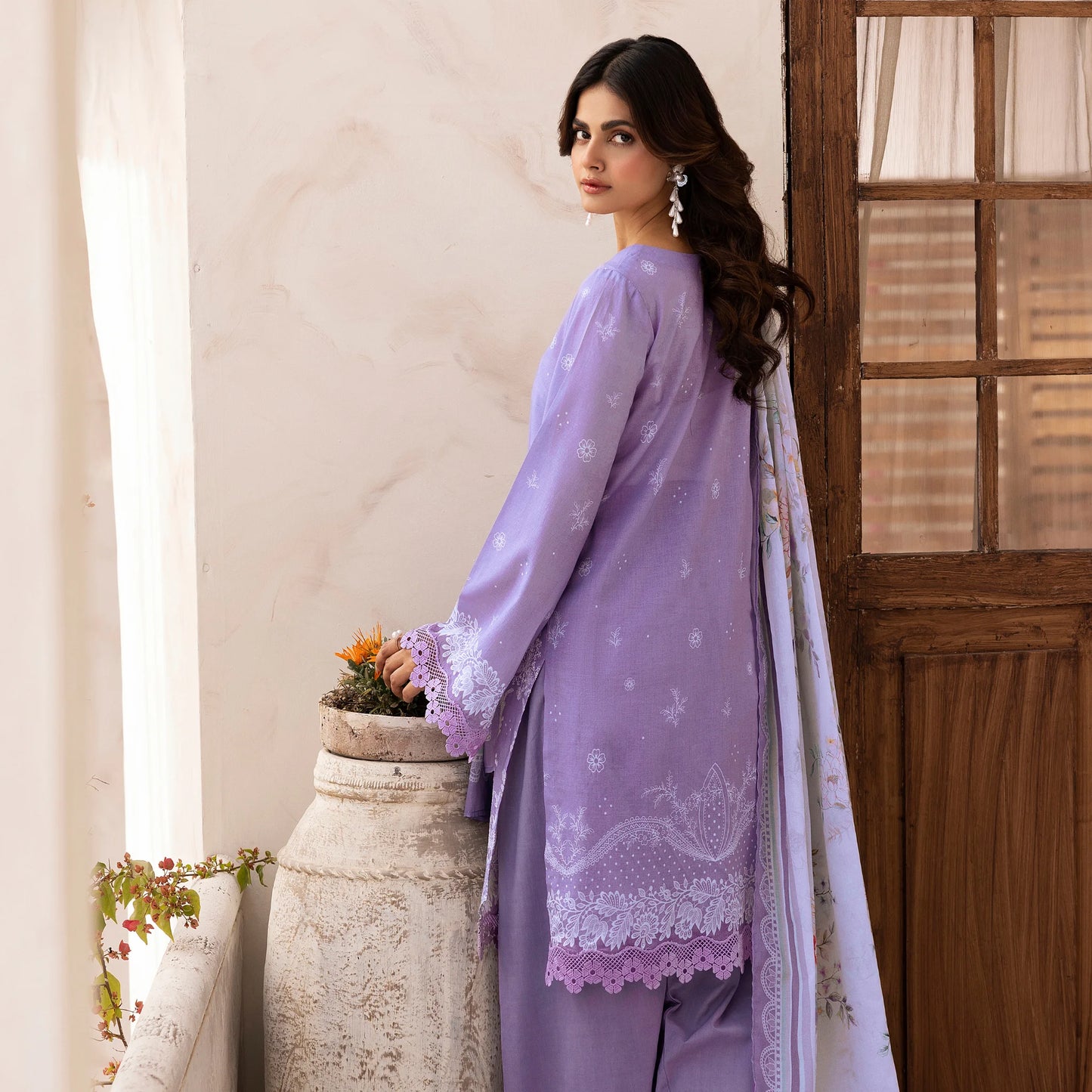 3 Piece Stitched Lawn Suit with Embroidery & Print