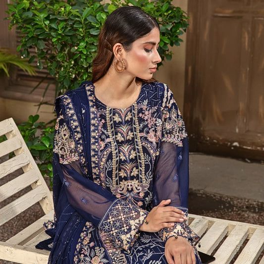 3-Piece Embroidered Chiffon Luxury Dress Stitched Outfit