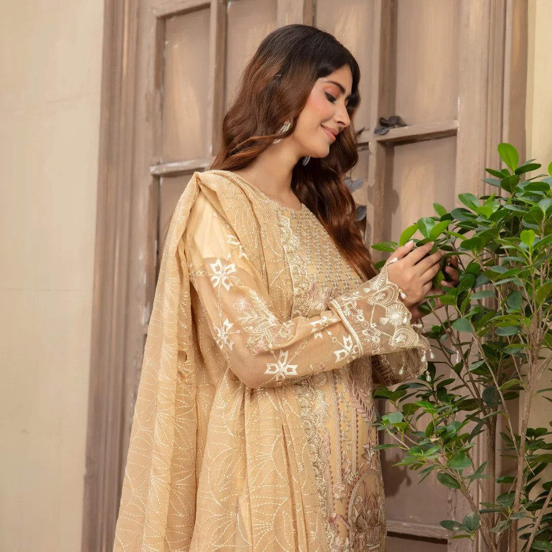 3-Piece Embroidered Chiffon Luxury Dress Stitched Outfit