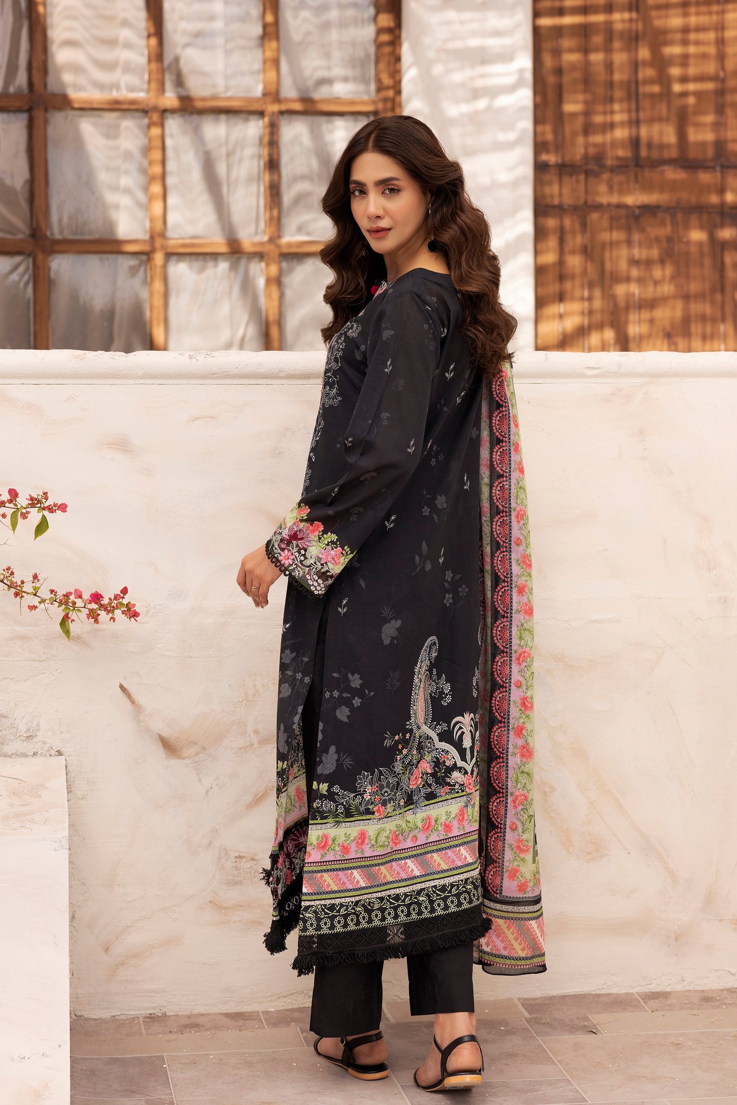 3 Piece Stitched Lawn Suit with Embroidery & Print