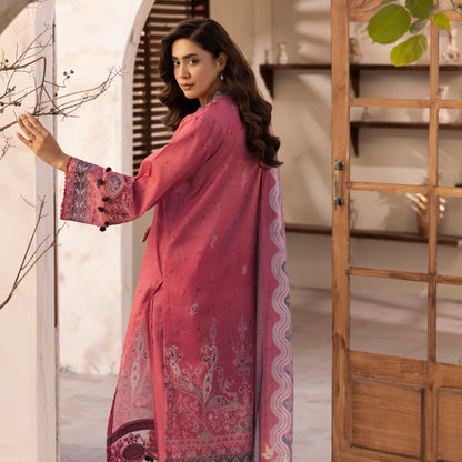 3 Piece Stitched Lawn Suit with Embroidery & Print