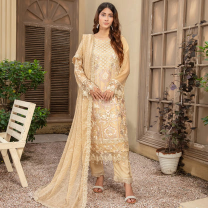 3-Piece Embroidered Chiffon Luxury Dress Stitched Outfit