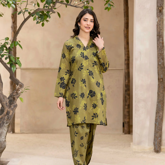 2 Piece printed Stitched Lawn Suit