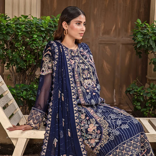 3-Piece Embroidered Chiffon Luxury Dress Stitched Outfit
